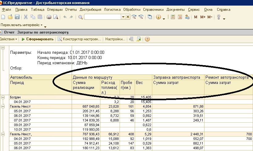 отчет 1 глонасс в 1С